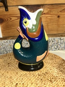 Wade Ceramics Gluggle Jug Pitcher Vase Multicolor 10  3/4” Fish Koi - Picture 1 of 6
