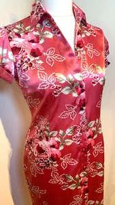 Size 12 Ladies Pink Multicolured Floral Silky Short Sleeve Midi Collard Dress - Picture 1 of 23