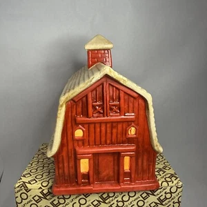 NightLight Lamp Enesco Red Barn Porcelain Vintage 1985 Lights Up - Picture 1 of 6