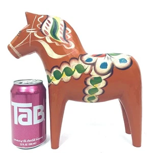 10" Tall Dala Horse Swedish Folk Art Christmas Gift Hand Carved Vintage Dalarna - Picture 1 of 10