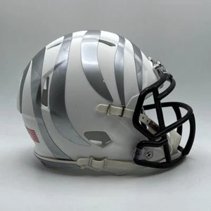 Mini Casco Calcio Cincinnati Bengals PERSONALIZZATO Bianco Opaco - Argento Metallizzato - Foto 1 di 3