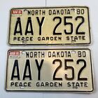 Matching Set Of North Dakota Automobile License Plates 1980 (86 tag) AAY 252