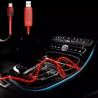 1x Micro USB Cable Charge Sync Red Light up Pulse Electroluminescent V2 3 Feet - Image 1 of 4