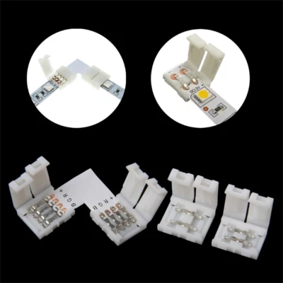 Led Light Strip Connectors White RGB 8mm 3528 10mm 5050 L T X Shape No Soldering - Image 1 of 4