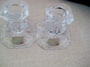Vtg Mikasa Slovenia Lead Crystal Candlestick Holders Elegant Edinburgh w/sticker - Picture 1 of 7