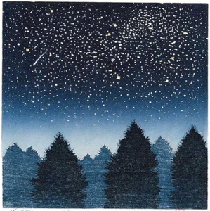 Impresión en madera NAMIKI HAJIME - Escena nocturna 4 - Limitado a 300ED 14 x 14 cm - Imagen 1 de 1