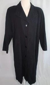 Vintage Pendleton Solid Black Trench Coat Jacket 100% Wool Sz  18 USA Made - Picture 1 of 8