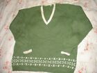 Vintage True 1940s WW2 Land Girl Style handmade green fair isle jumper size 10