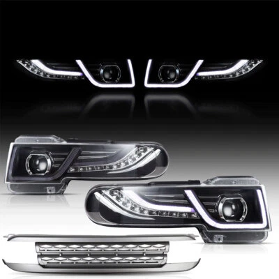 For 2007-2014 Toyota FJ Cruiser LED DRL Halo Headlight W/Grille Front Lamps Pair - Изображение 1 из 4