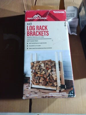 Master Forge Log Rack Brackets Matte Black Finish Includes 4 Brackets - Image 1 of 4