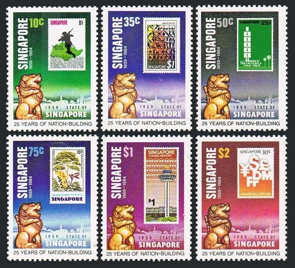 Singapore 442-447,MNH.Michel 448-453. Self-government,25th Ann.1984.Stone Lion. - Image 1 of 1