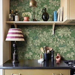 Green Leaves Wallpaper Peel and Stick PVC Background Sticker Room Decor 17.3X78" - Picture 1 of 5