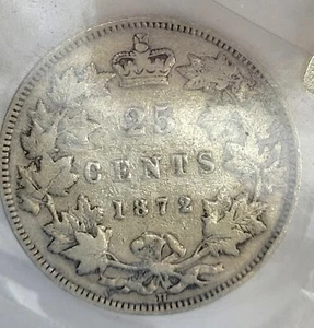 Canada Victoria 1872H 25 Cents - CCCS VG-8 Repunched A in Victoria GRADED - Picture 1 of 4