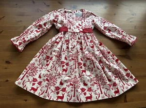 Eleanor Rose Girls 6/7Y Red & White Forest Animals Dress - Picture 1 of 7