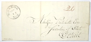 Monroe MI 20 Rate 1836 SFL. Kintzing Pritchette Esq. Secretary of State, Detroit - Picture 1 of 2