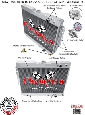 Radiador Kool Champion de 3 filas para Chevrolet El Camino LS 1959-1965 intercambiable Foto 1 de 4