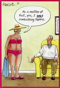 Sunbathing Topless Eric Decetis Funny / Humorous Feminine Birthday Card for Her - Picture 1 of 2