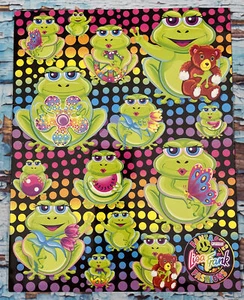 Vintage 1990s LISA FRANK Folder Funkadelic Frogs Groovy Fantastic Fashions - Picture 1 of 6