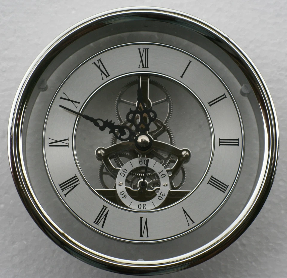 Skeleton Clock 149mm diameter quartz insertion, silver finish.  - Image 1 of 1