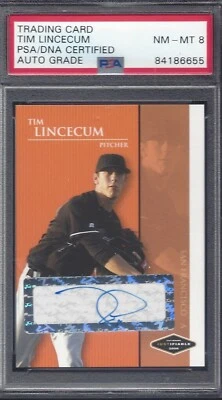 TIM LINCECUM, 2006 JUSTIFIABLE, #JF-22, PSA/DNA NM-MT 8 - Image 1 of 2