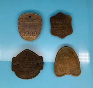 4 verschiedene Hundemarken Hundesteuermarken aus dem Kaiserreich - Bild 1 von 3