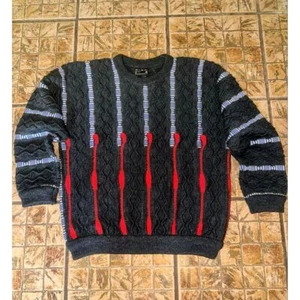 Vtg Authentic COOGI AUSTRALIA 3D knit sweater 1990s Med Grandpacore *two Holes* - Picture 1 of 7