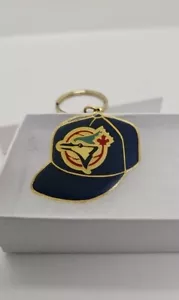 Vintage Brass Enameled Toronto Blue Jays Hat Cap Keychain 1990s MLB - Picture 1 of 6