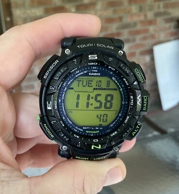 casio pathfinder 3246 PAG-240 green display face solar - Image 1 of 4