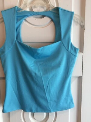 Women's Shameless Turquoise Sleeveless Cut-Out Back Stretch Polyester Top Size L - Image 1 of 4