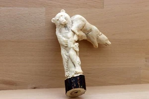 Griff für Spazierstock Gehstock Sammlerstock Hirschhorn Bären Wanderstock - Bild 1 von 4