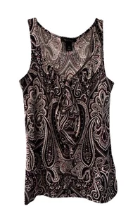 Women’s White House Black Market SZ M Tank Top V-Neck Ruffle - Picture 1 of 9