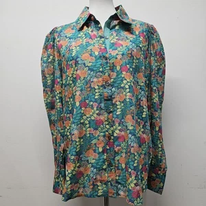 Sundance Rosie Vines Floral Long Puff Sleeve Shirt Womens XL Feminine Spring - Picture 1 of 10