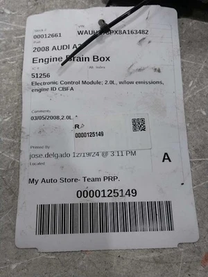 Engine ECM Electronic Control Module 2.0L Engine ID Cbfa Fits 08 AUDI A3 365014 - Image 1 of 4