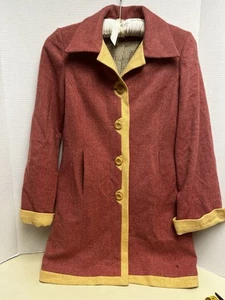 CK Bradley Coat Size 6 Wool Multicolor ,Lined ,Pockets ,New With Flaws Needs TLC - Picture 1 of 14