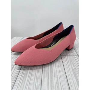 Rothy's The Block Heel High Point Women's Size 9 Pink Knit Pointed Toe Flats - Picture 1 of 6