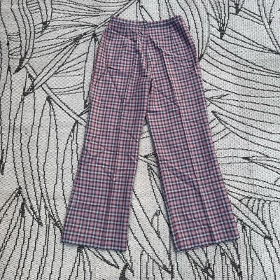 True Vintage 70s 80s Disco Hippie Pants 27x28 Plaid Bell Bottoms USA  - Image 1 of 4