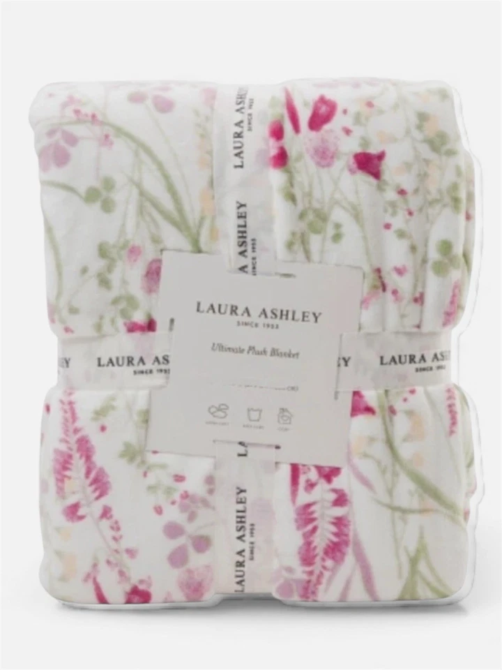 Manta de felpa Laura Ashley Wildflower Ultimate 90x90 REINA manta floral NUEVA Foto 1 de 2