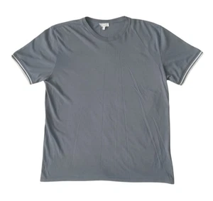 Reiss Harrison Tipped Short Sleeve Cotton T-Shirt - Grey Blue - Size XL - Picture 1 of 3