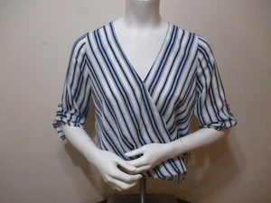 Women's West Kei Stitch Fix Blouse Size XSP High-Low Blue White Stripes - Picture 1 of 10