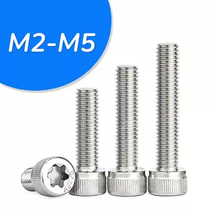 M2 M3 M4 M5 TORX CAP SCREWS A2 STAINLESS STEEL SIX LOBE HEXOBULAR DRIVE DIN 912 - Picture 1 of 41