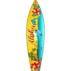 Aloha mit Delfinen 2"x8" Surfbrett Magnet Kühlschrank Kühlschrank Haus Küche - Bild 1 von 1