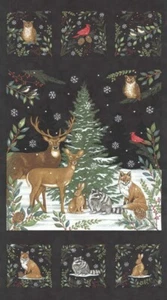 Moda Woodland Winter By Deb Strain Christmas Deer Tree 100% Cotton Fabric Panel - Picture 1 of 4