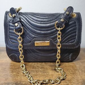 VERSACE Black Swirl Perfumes Mini Clutch Handbag Purse Bag Gold Chain 