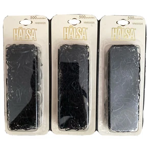 Lot Of 3 Halsa Black Rubber Band Ponyholder For Hair 500 Ct Per Pack New - Picture 1 of 1