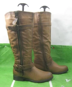 Brown 1"Low Heel Side Belt/Buckles  Knee Boot WOMEN Size  11 - Picture 1 of 4