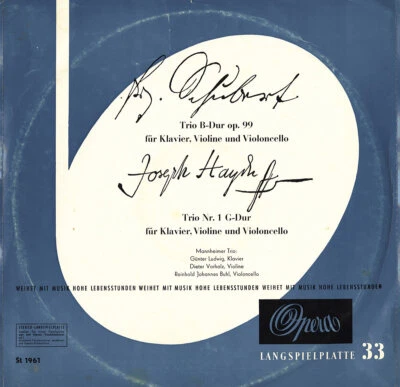 SCHUBERT Piano Trio Op.99 HAYDN Piano Trio MANNHEIMER TRIO Opera ST-1961 Stereo - Image 1 of 3