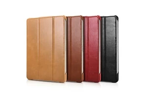 Funda protectora de cuero auténtico ICARER abatible funda inteligente para iPad Pro 11 12.9 2018-2022 - Imagen 1 de 14