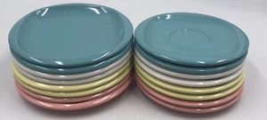 VINTAGE 50’s 16pc BOONTONWARE 4 Color Pastel Set Plates/Saucers 1202-6/1105-6.5 - Picture 1 of 11