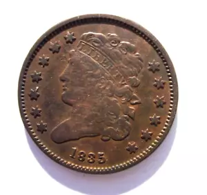 1835 CORONET HEAD HALF CENT 1/2 C NICE COLOR CHOCOLATE BETTER COLLECTOR DATE - Picture 1 of 2