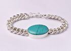 50 Gm Silver Plated Turquoise Heavy Chain Good Luck Unisex Bracelet Ideal Gift